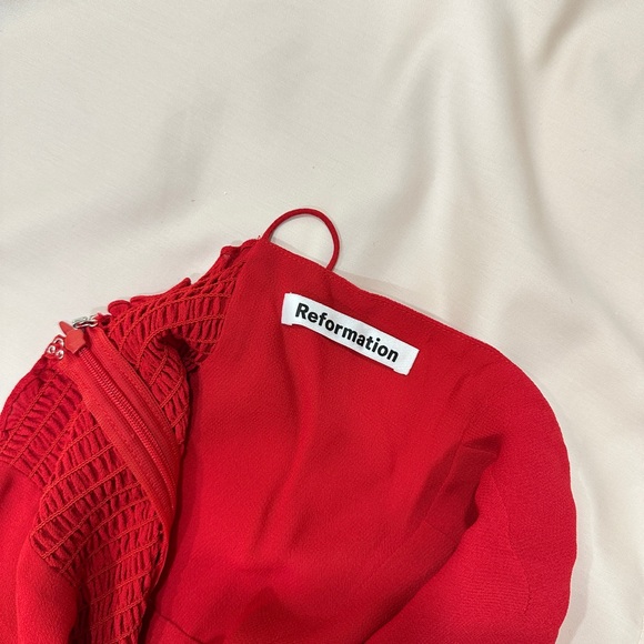 Reformation Emmie Midi Dress in Cherry Red - Picture 5 of 5